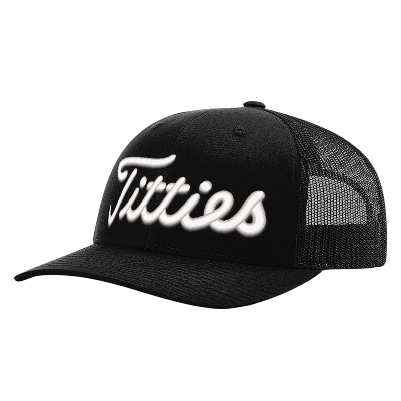 Titties Puff Embroidered Trucker Hat – Adjustable Snapback Cap
