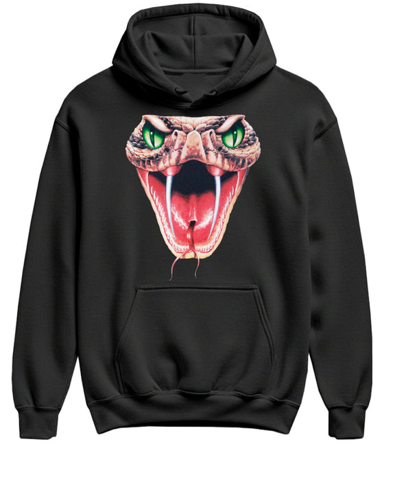 Snake Hoodie Viper Fangs Sweatshirt Reptile Lover Funny Gift Serpent Pullover Graphic Hooded Men Women - Black