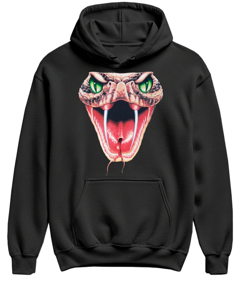 Snake Hoodie Viper Fangs Sweatshirt Reptile Lover Funny Gift Serpent Pullover Graphic Hooded Men Women - Black