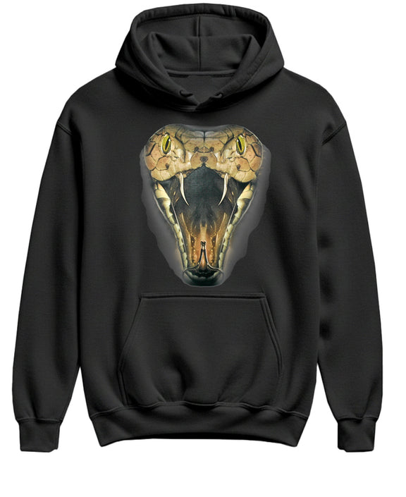 Viper Snake Hoodie Funny Reptile Graphic Sweatshirt Gift for Serpent Lover Pullover Men Women - Black
