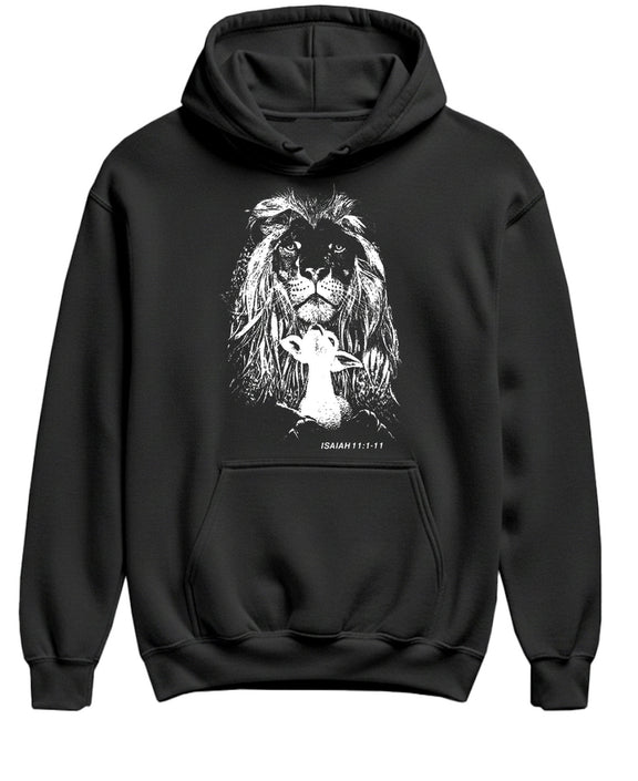 Lion Lamb Christian Hoodie Faith Religious Scripture Bible Verse Inspirational Funny Gift Men Women - Black