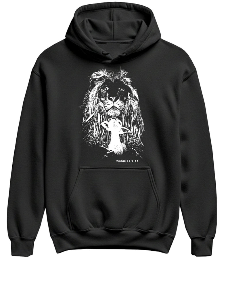 Lion Lamb Christian Hoodie Faith Religious Scripture Bible Verse Inspirational Funny Gift Men Women - Black