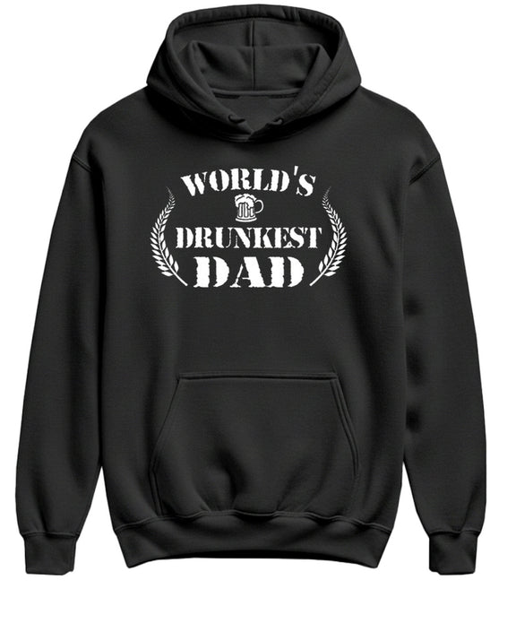Funny Dad Hoodie Worlds Drunkest Dad Sweatshirt Beer Drinking Gift Novelty Pullover Men Women - Black