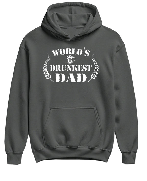 Funny Dad Hoodie Worlds Drunkest Dad Sweatshirt Beer Drinking Gift Novelty Pullover Men Women - Charcoal