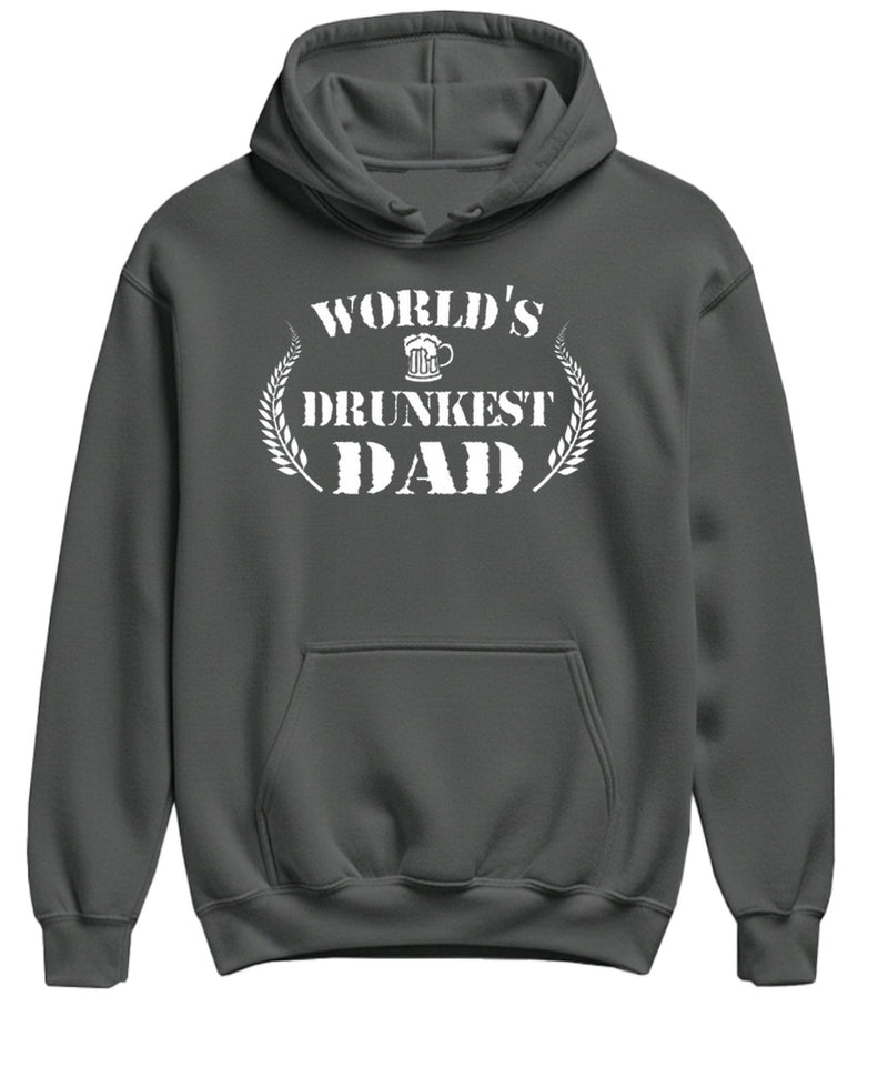 Funny Dad Hoodie Worlds Drunkest Dad Sweatshirt Beer Drinking Gift Novelty Pullover Men Women - Charcoal