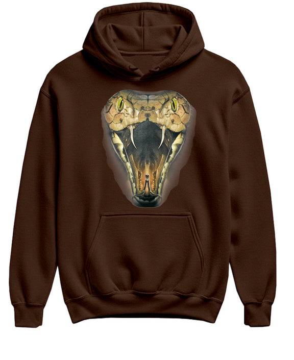 Viper Snake Hoodie Funny Reptile Graphic Sweatshirt Gift for Serpent Lover Pullover Men Women - Chocolate