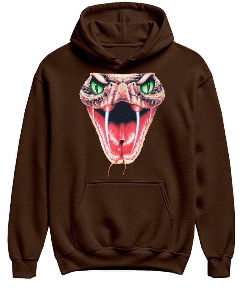 Snake Hoodie Viper Fangs Sweatshirt Reptile Lover Funny Gift Serpent Pullover Graphic Hooded Men Women - Chocolate