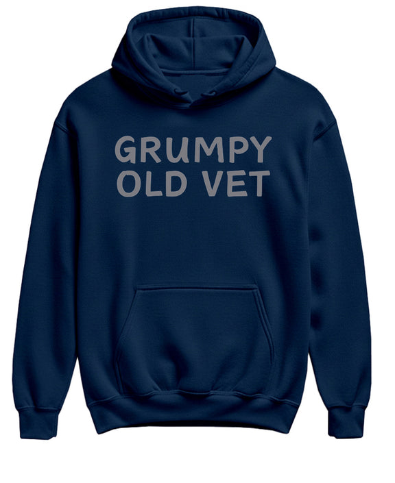 Grumpy Old Vet Hoodie Funny Veteran Gift Sarcastic Military Apparel Pullover Sweatshirt Men Women - Navy