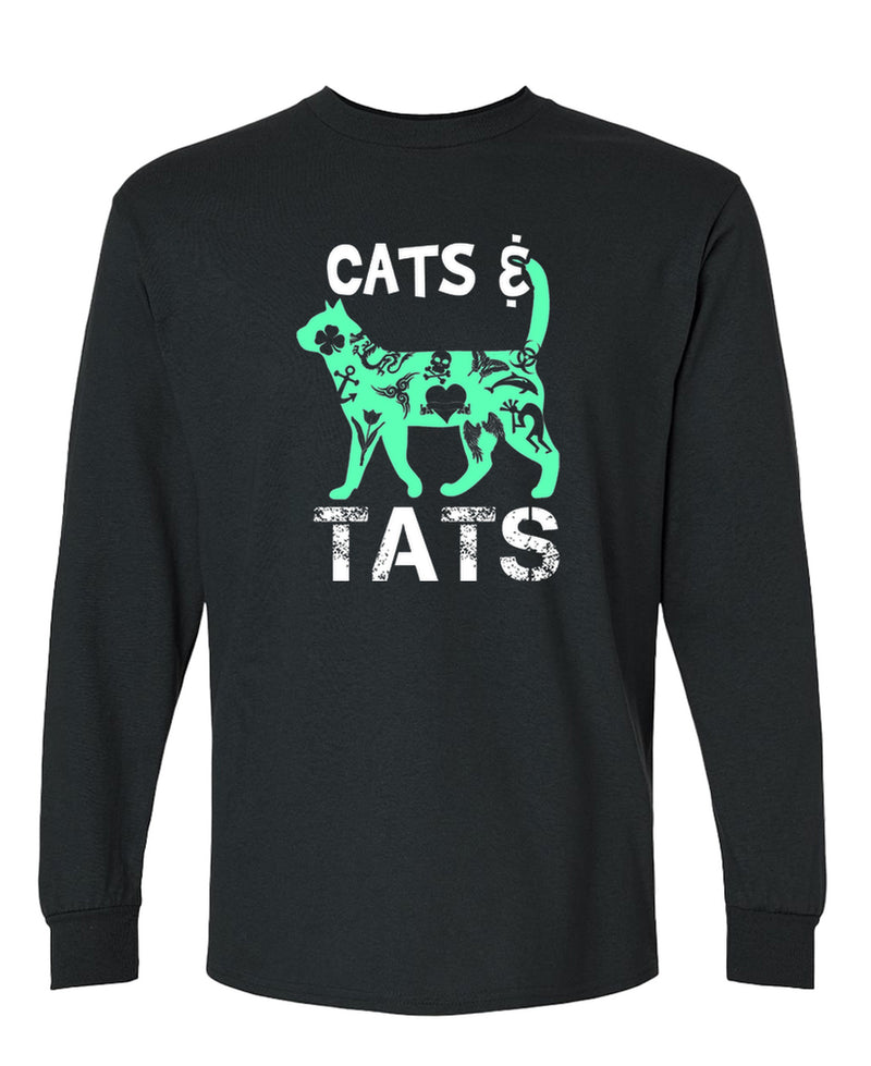 Cat Lover Long Sleeve T-Shirt Tattoo Crazy Cat Lady Inked Funny Gift Tee Graphic Shirt Men Women - Black