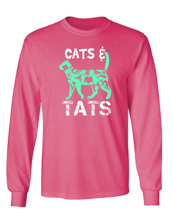 Cat Lover Long Sleeve T-Shirt Tattoo Crazy Cat Lady Inked Funny Gift Tee Graphic Shirt Men Women - Heliconia