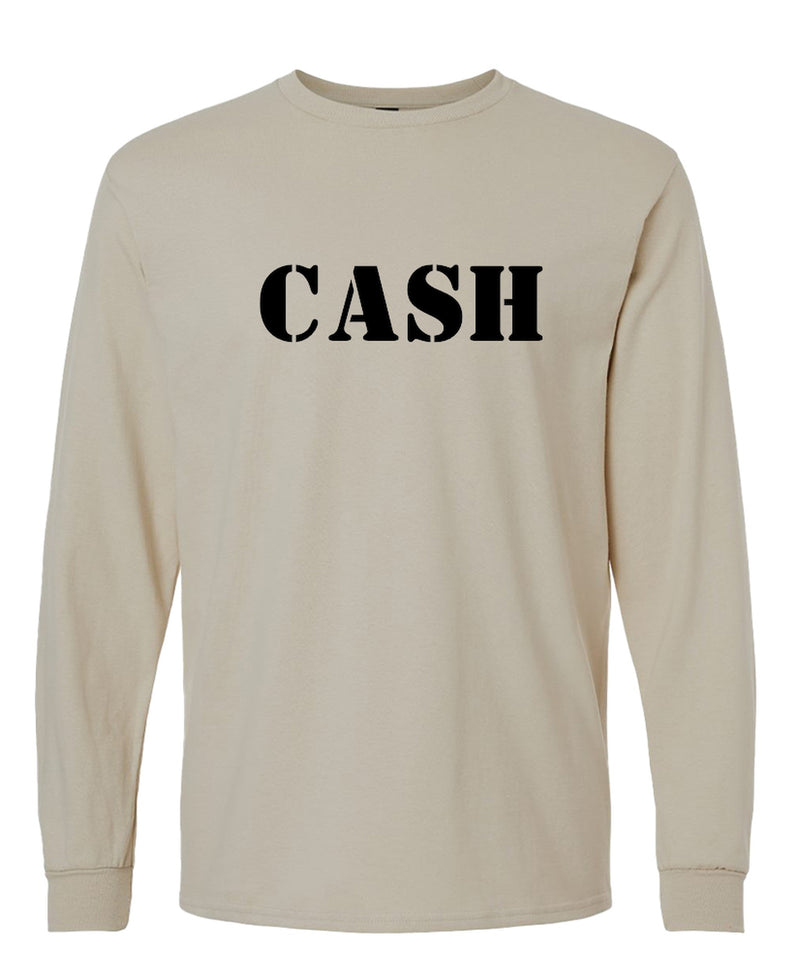 Cash Country Music Long Sleeve T-Shirt Outlaw Nashville Legend Graphic Tee Men Women - Sand