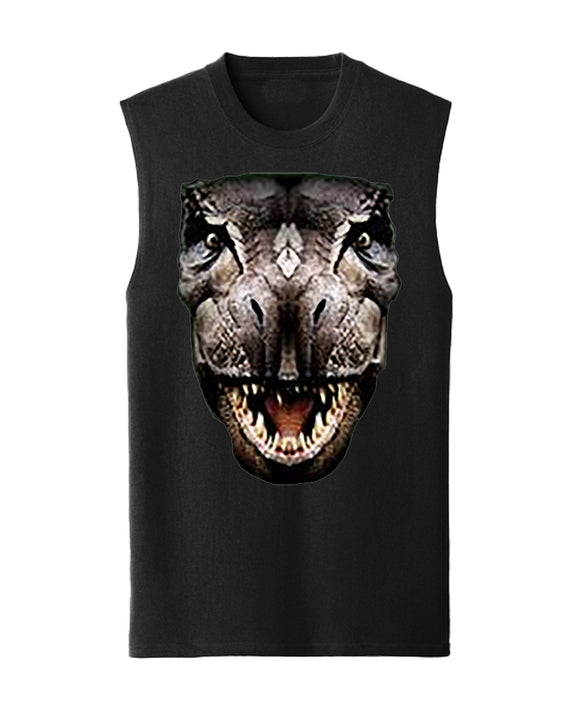 T-Rex Sleeveless Shirt Funny Dinosaur Tank Top Graphic Muscle Tee Novelty Gift for Men Women - Black