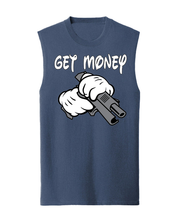 Get Money Sleeveless T-Shirt Hip Hop Culture Funny Graphic Tank Top Gym Workout Casual Wear Men Women - Navy