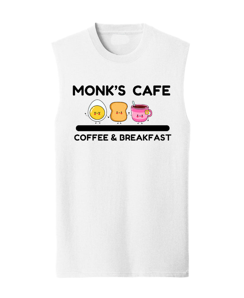 Monk's Cafe Sleeveless T-Shirt Funny Retro Television TV Graphic Novelty Tank Top Men Women - White