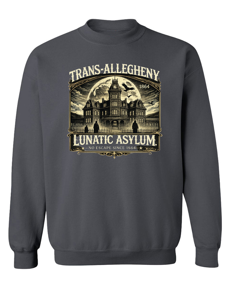 Trans-Allegheny Lunatic Asylum Crewneck Sweatshirt West Virginia Hospital Insane Weston State Hospital - Charcoal