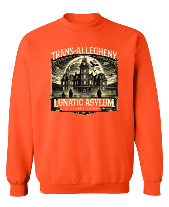 Trans-Allegheny Lunatic Asylum Crewneck Sweatshirt West Virginia Hospital Insane Weston State Hospital - Orange