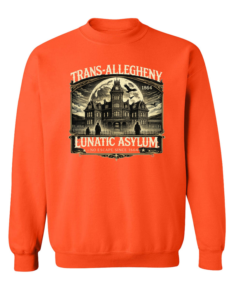 Trans-Allegheny Lunatic Asylum Crewneck Sweatshirt West Virginia Hospital Insane Weston State Hospital - Orange