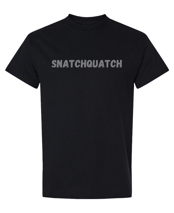 Funny Bigfoot T-Shirt Snatchquatch Sasquatch Joke Novelty Graphic Tee Gift for Cryptid Men Women - Black