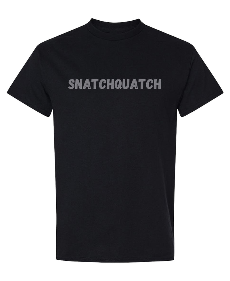 Funny Bigfoot T-Shirt Snatchquatch Sasquatch Joke Novelty Graphic Tee Gift for Cryptid Men Women - Black