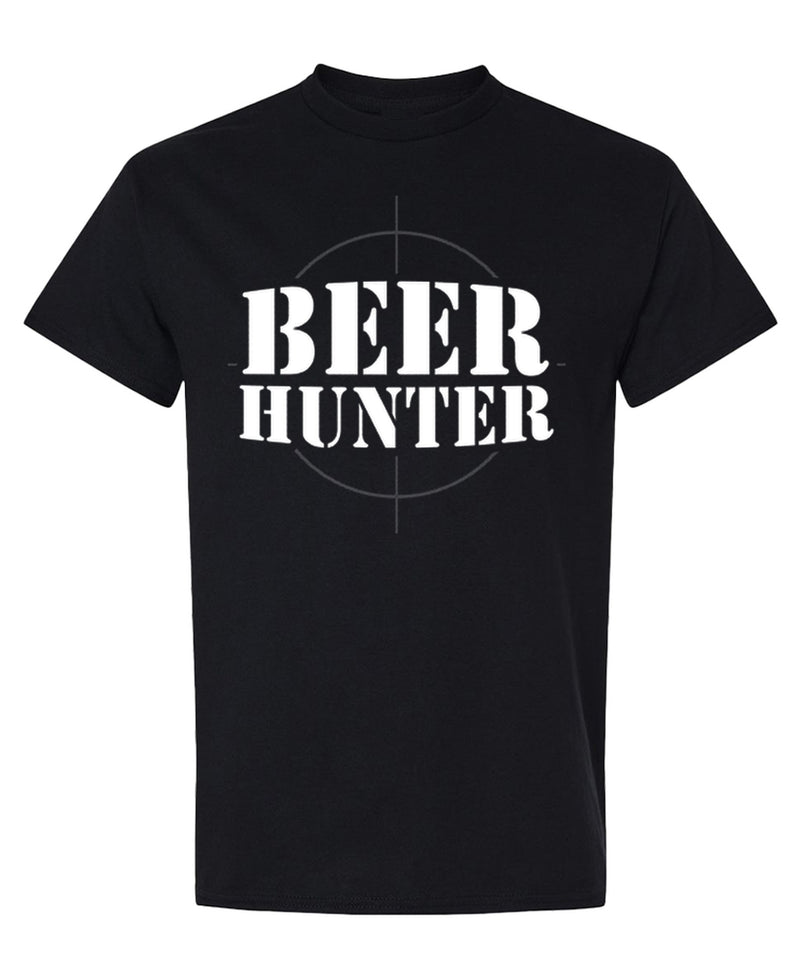 Beer Hunter T-Shirt Funny Drinking Target Practice Novelty Gift Graphic Tee Humor Gag Men Women - Black