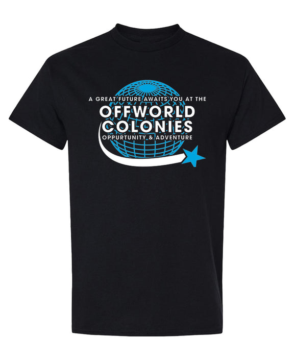 Retro Sci-Fi T-Shirt Offworld Colonies Vintage Movie Poster Graphic Tee Funny Gift Men Women - Black