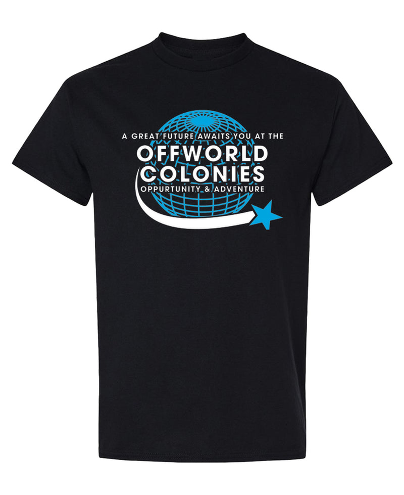 Retro Sci-Fi T-Shirt Offworld Colonies Vintage Movie Poster Graphic Tee Funny Gift Men Women - Black