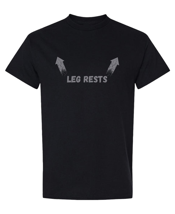 Funny Leg Rests Arrows Pointing at Shoulders Graphic Tee Novelty Sarcastic Humor Gift for Men Women - Black