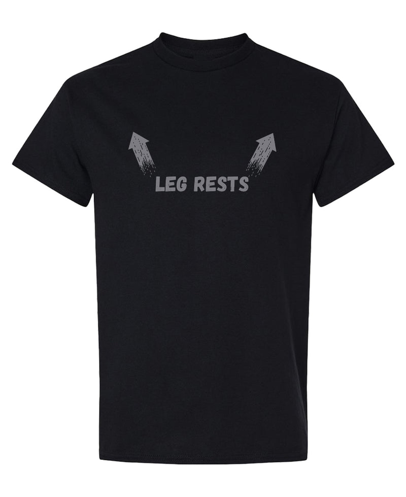 Funny Leg Rests Arrows Pointing at Shoulders Graphic Tee Novelty Sarcastic Humor Gift for Men Women - Black