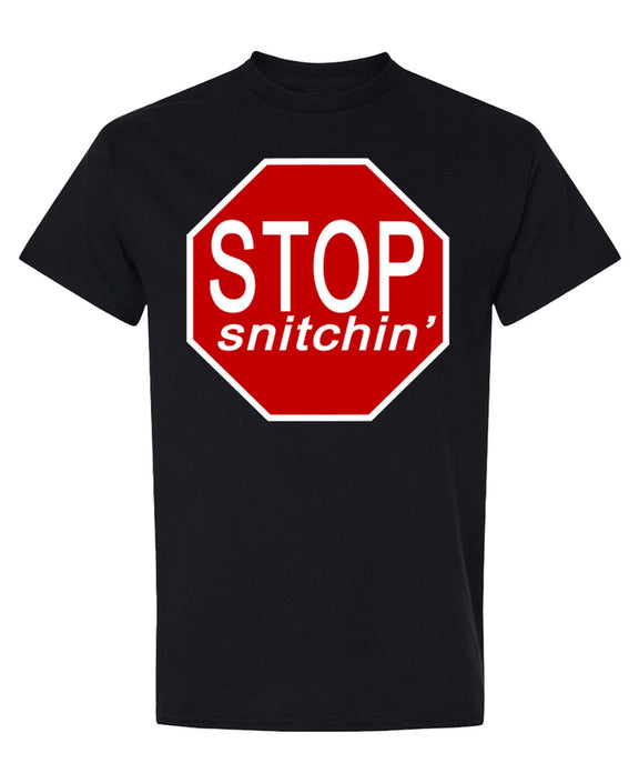 Hip Hop T-Shirt Funny Rap Music Graphic Tee Gangsta Street Culture Stop Snitchin Novelty Gift Shirt Men Women - Black