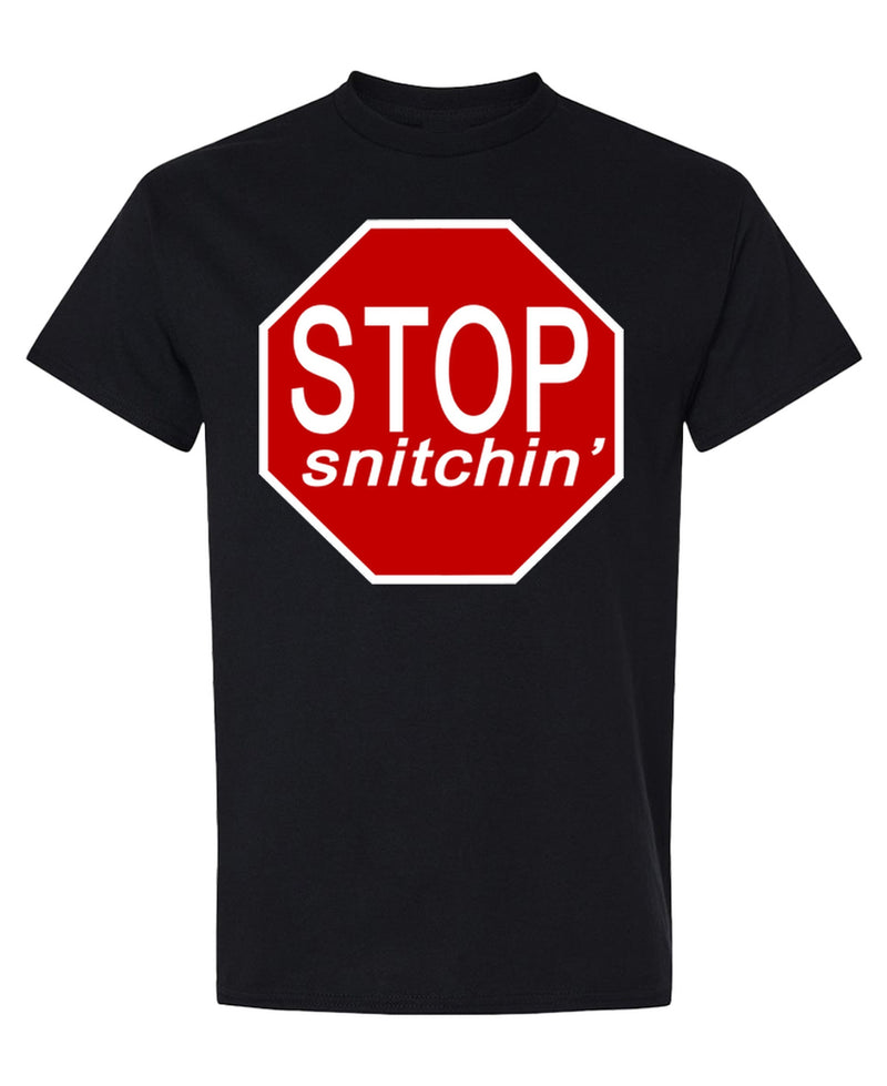 Hip Hop T-Shirt Funny Rap Music Graphic Tee Gangsta Street Culture Stop Snitchin Novelty Gift Shirt Men Women - Black