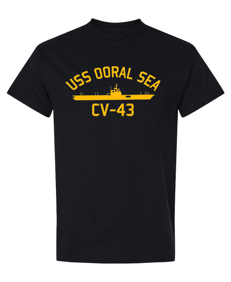 USS Ooral Sea T-Shirt Funny Navy Veteran Military Naval Heritage Gift Tee Graphic Apparel Men Women - Black