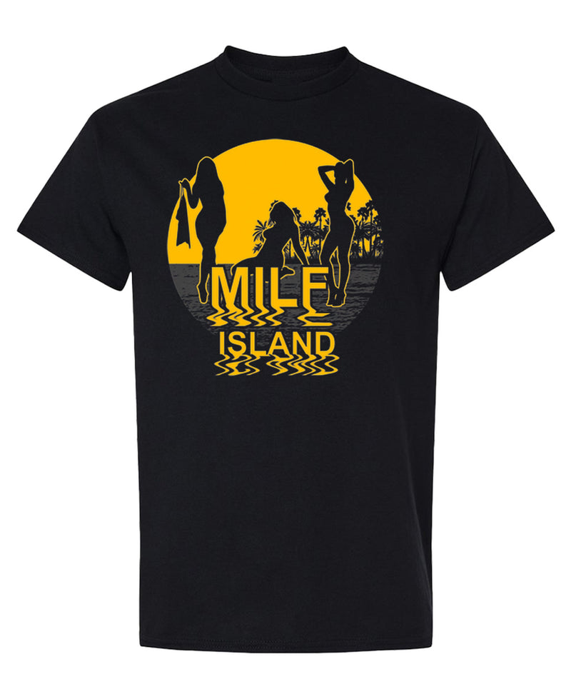 MILF Island Retro Movie Graphic T-Shirt Funny Vintage Comedy Novelty Gift Apparel Men Women - Black