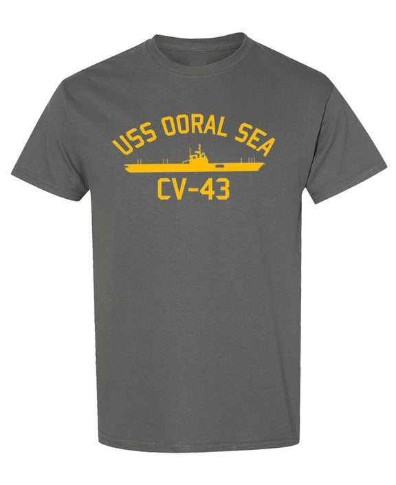 USS Ooral Sea T-Shirt Funny Navy Veteran Military Naval Heritage Gift Tee Graphic Apparel Men Women - Charcoal