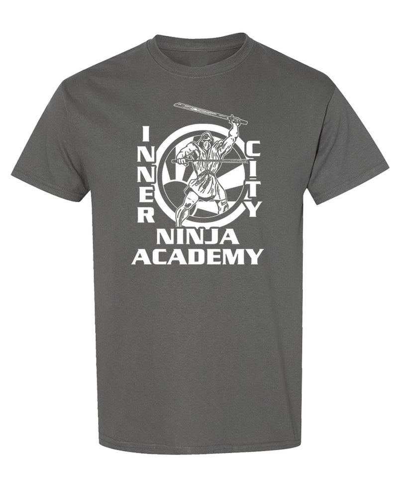 Inner City Ninja Academy T-Shirt Funny MMA Martial Arts Fighting Karate Jiu Jitsu Gift for Men Women - Charcoal
