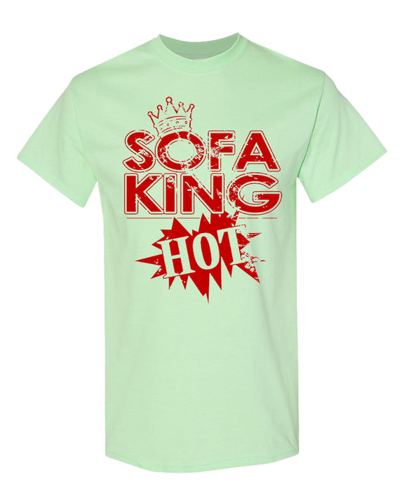 Funny Pun T-Shirt Sofa King Hot Novelty Graphic Tee Joke Shirt Sarcastic Humor Gift Gag Present Party Tee Men - Mint Green