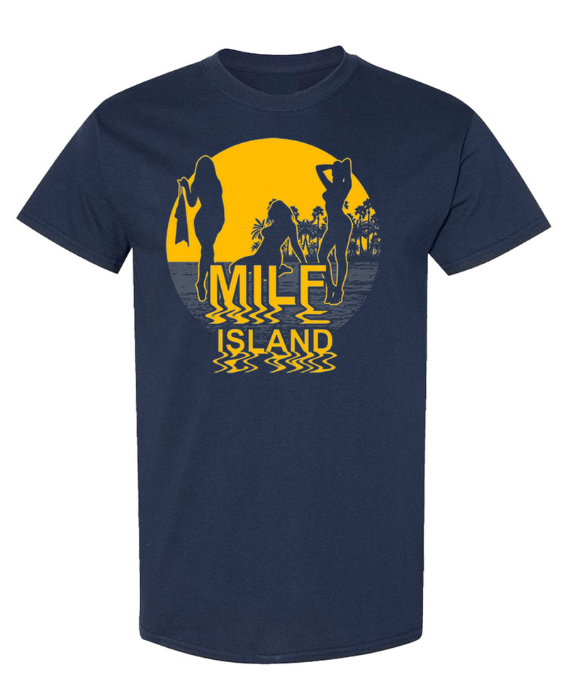 MILF Island Retro Movie Graphic T-Shirt Funny Vintage Comedy Novelty Gift Apparel Men Women - Navy