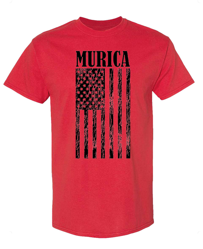 Murica T-Shirt American Flag Patriotic USA Freedom Graphic Tee Vintage Grunge Fourth of July Gift Shirt Men - Red
