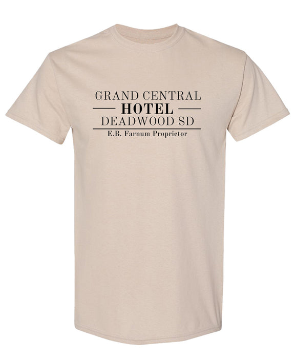 Deadwood South Dakota T-Shirt Grand Central Hotel Farnum Wild West History Tee Vintage Gold Rush Shirt - Sand