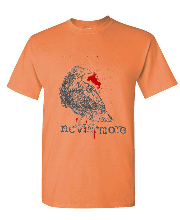 Raven T-Shirt Nevermore Book Lover Reading Gift Literary Fiction Bookworm Funny Librarian Men Women - Tangerine