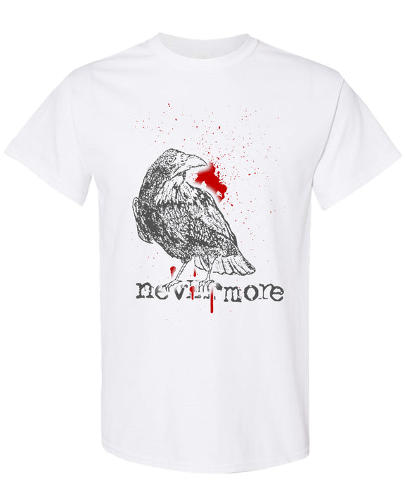 Raven T-Shirt Nevermore Book Lover Reading Gift Literary Fiction Bookworm Funny Librarian Men Women - White