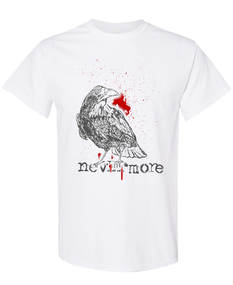 Raven T-Shirt Nevermore Book Lover Reading Gift Literary Fiction Bookworm Funny Librarian Men Women - White
