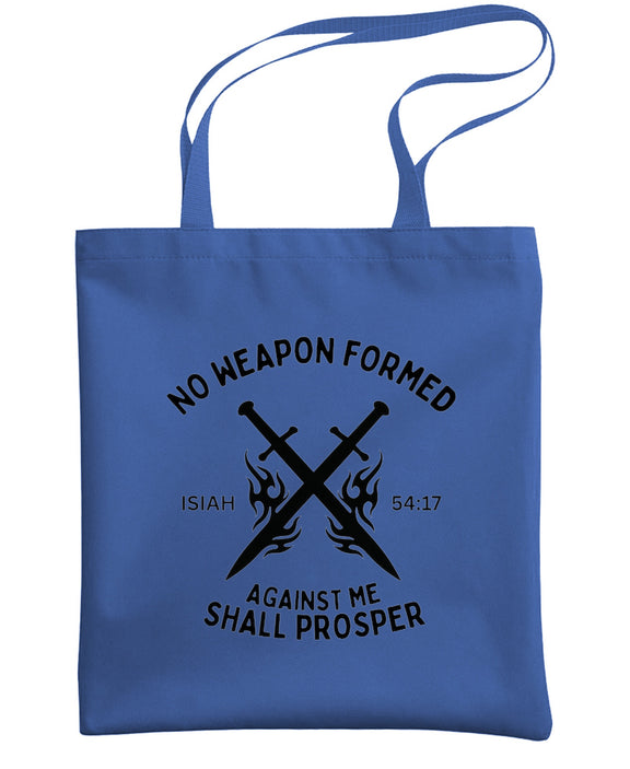 Christian Tote Bag Isaiah 54:17 No Weapon Formed Against Me Faith Scripture Bible Verse Gift Men Women - Royal